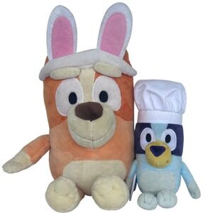 Bluey and Bingo Plush Set Bunny Ears Bingo and Chef Bluey Stuffed Animals 2pc
